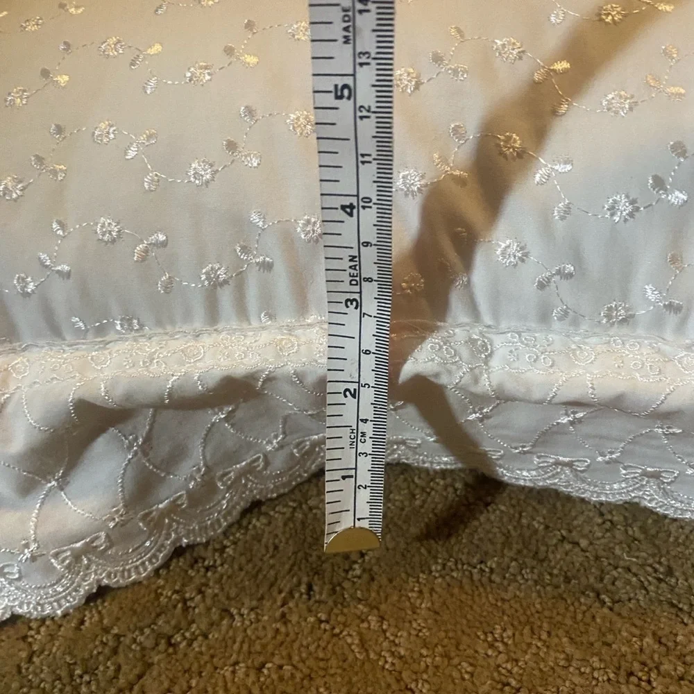 Decorative White Eyelet Embroidered Lace Pillow Removable 22” Beautiful